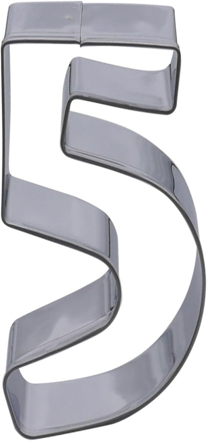 Number 5 Cookie Cutter – Sharp & Safe Stainless Steel Cooking Utensils – Ideal For Sandwiches, Pancakes, Fruits & Crafts – Dishwasher-Safe Bakery Supplies from Sweet Cookie Crumbs (3.5”T x 2.2”W)