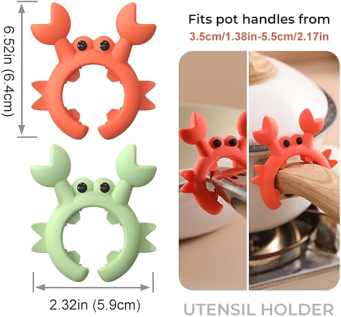 Crab Spoon Holder Funny Spoon Rest for Stove Top, Steam Releaser- Cooking Gadgets, Cooking Gifts, Cool Kitchen Gadgets, Cool Gifts, Cute Kitchen Accessories