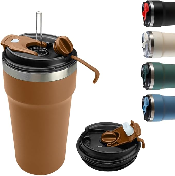 SPLMIFA Travel Coffee Mugs Leak-Proof, Reusable Coffee Cups with Lids, Stainless Steel Vacuum Insulated Coffee Tumblers, Thermal Insulation Cups for Men and Women Hot & Cold Drinks(4th-Brown, 16OZ)