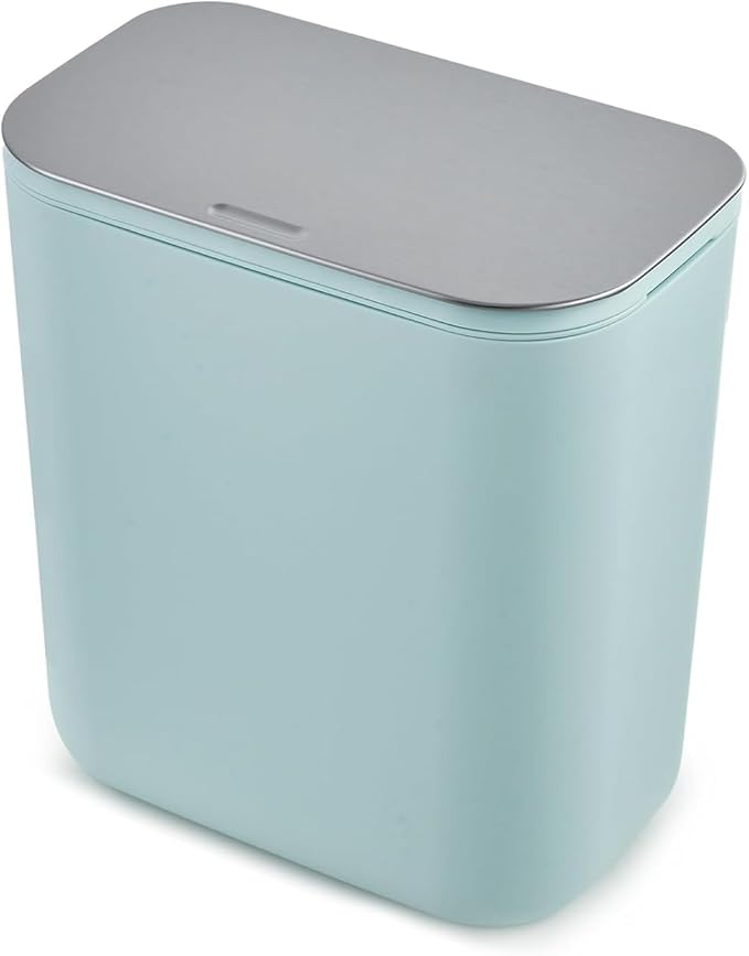 PrecisionAuto 2.4 Gallon/9L Hanging Trash Can with Stainless Steel Lid, Mountable Under Sink Compost Bin for Kitchen Cabinet Door, Food Waste Bin for RV, Bathroom, Office - Green