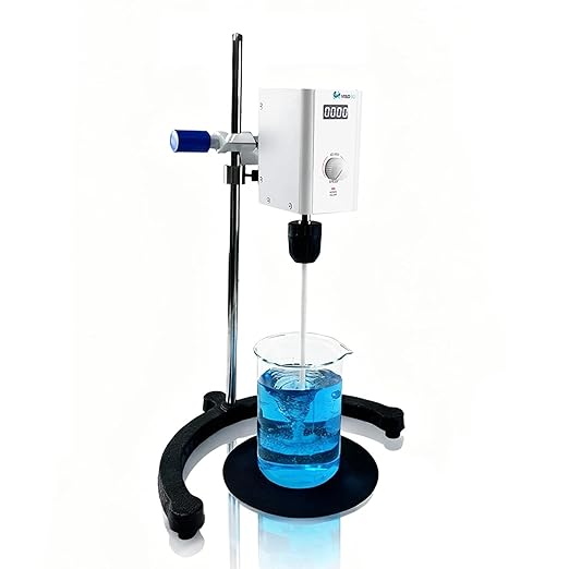 Digital Lab Overhead Stirrer,Speed 100-2000rpm,Max.Torque 20N·cm,Max.Viscosity 10000mpas,10L(H₂O), Lab Mixer with Overload Protection, Overhead Mixer with Support Stand&PTFE Stirring Rod,110-220V