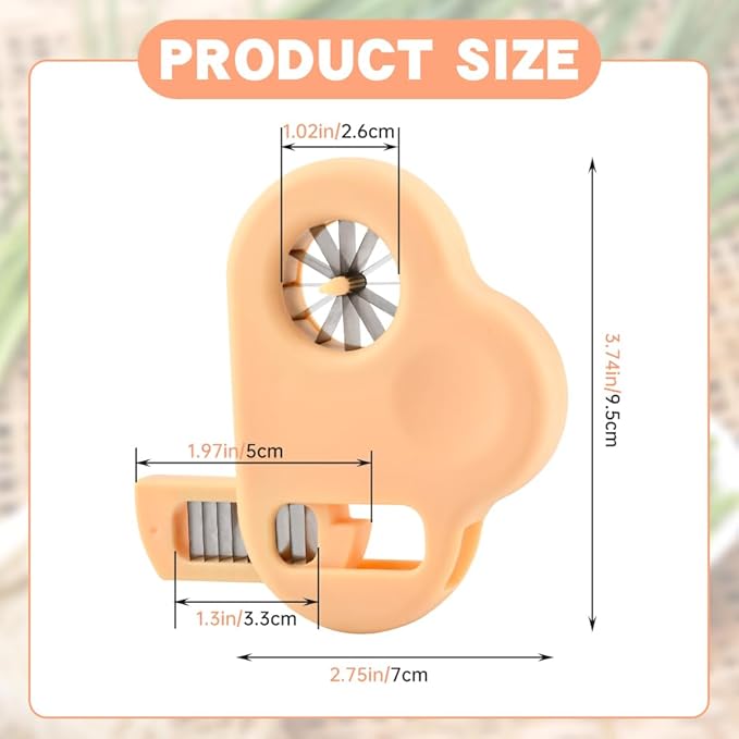 Green Onion Shredder & Slicer, 12 Blade Stainless Steel Scallion Cutter with Safety Design, Removable Blade Bean Slicer, Perfect for Blooming Onion, Chili & Celery(COLOR:orange)