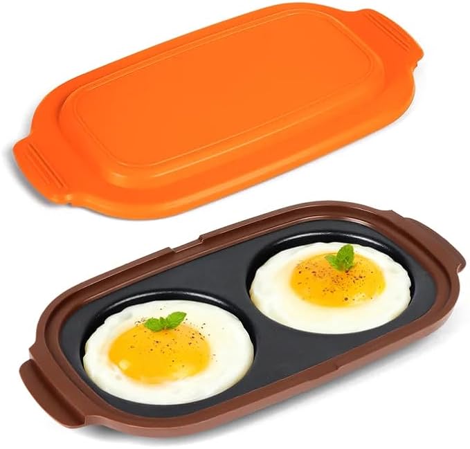 Microwave Egg Cooker, 2 Cavity Microwave Egg Poacher for Breakfast Sandwiches, Fast & Safe Cooking,Portable for Home, Easy to Clean, Perfect Kitchen Gift
