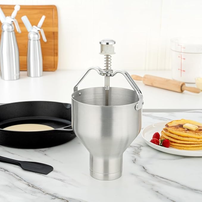 Restaurantware Met Lux 88 Ounce Waffle Batter Dispenser 1 Durable Pancake Dropper - Easy To Use With Portion Control Dial Settings Aluminum Cupcake Batter Dispenser Make Crepes or Biscuits