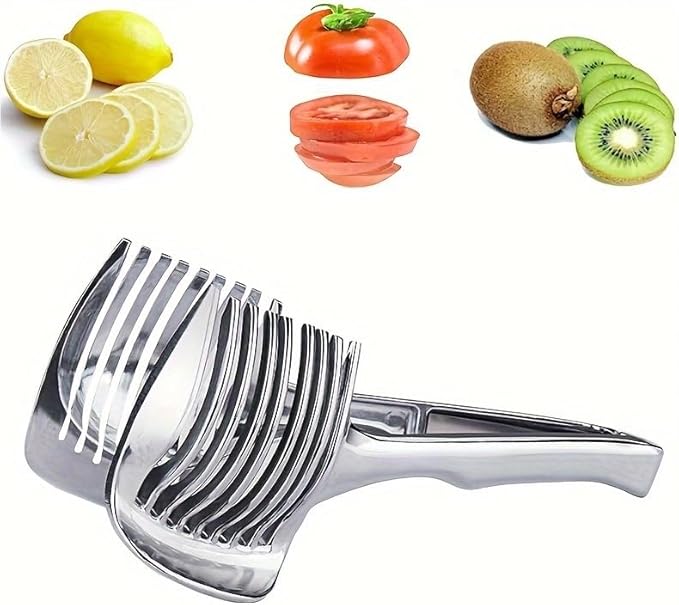 Choxila Lemons Holder for Slicing –Aluminum alloy Tomato Slicer Tool for Home Use, Multi-Purpose Vegetable Holder for Onion，Potatoes, Tomatoes & Slicing