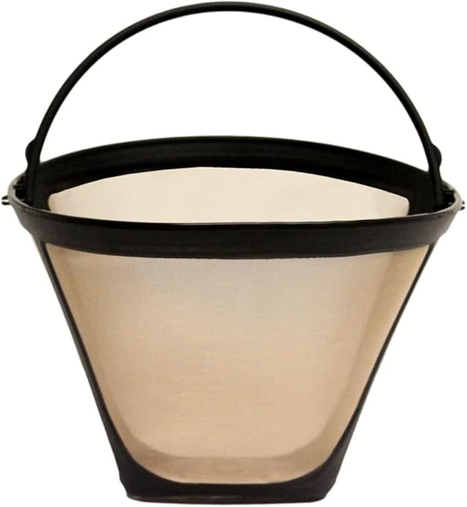 Reusable #4 Gold Tone Mesh Cone Coffee Filter Basket - Cuisinart Coffee Maker Filter Replacement for Ninja, Hamilton Beach, Breville, Moccamaster, Bonavita, Farberware, 2pcs