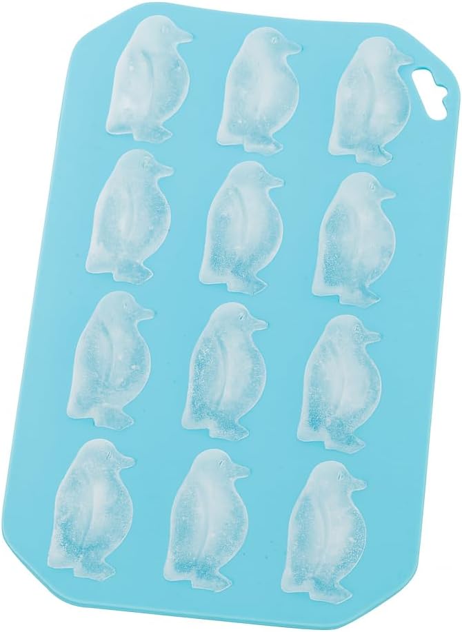 HIC Kitchen Silicone Penguin Ice Tray, Non-Stick, Set of 2, Each Tray Makes 12 Penguins