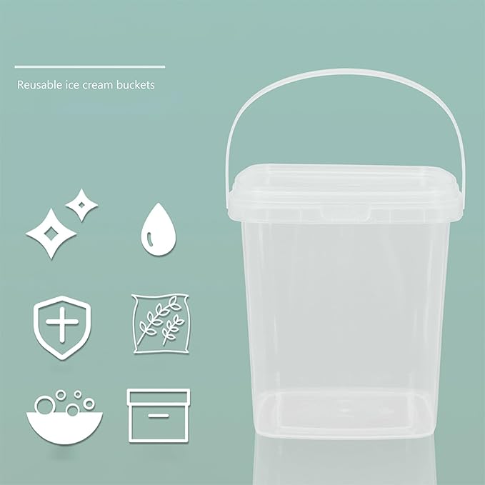 UPKOCH Thickened Square Ice Bucket with Lid 3.74 Inch Reusable Ice Cube Storage Container for Freezer Yogurt Jam and Food Storage Clear Cube Holder for Home and Kitchen