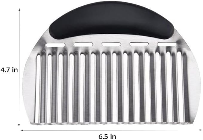 Heavy Duty Stainless Steel Large Crinkle Cutter Wavy Chopper French Fry Slicer for Potatoes Carrot Chips and Fruits, Vegetable, Potatoes, Onions (Black-Style II, 1 PCS)