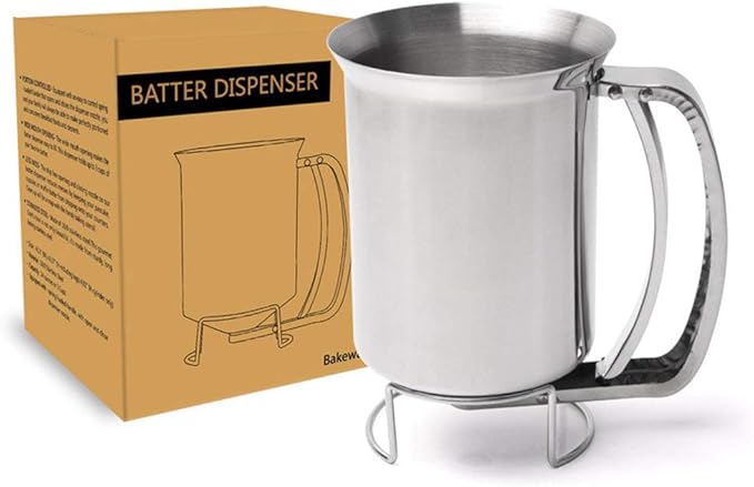 Stainless Steel Pancake Cupcake Batter Dispenser - Great for Cupcakes Belgian Waffles Crepes Muffin Baking (800ml)