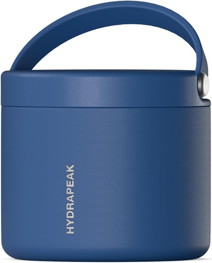 Hydrapeak 18oz Stainless Steel Vacuum Insulated Food Jar | Hot Food and Cold Food, Wide Mouth Leak-Proof Soup for Adults, 10 Hours Hot and 16 Hours Cold (Blue Jay)