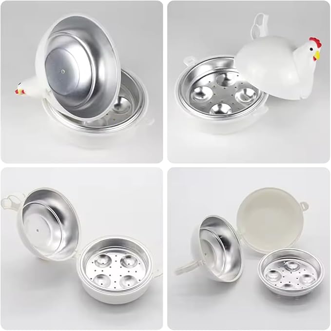 Chicken Shaped Microwave Egg Boiler, Microwave Eggs Poacher, Cooker Boiler Steamer Gadgets for Hard Boiled Egg, Poacher Boiler Cooker for Home Kitchen Restaurants