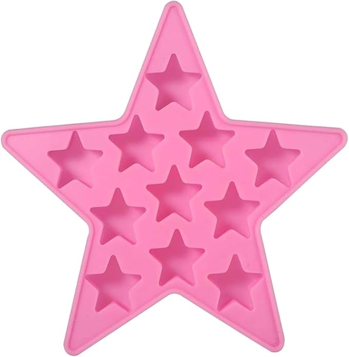 Five Star Shaped Cool Silicone Ice Cube Tray Freeze Mold Maker Tools Pentagram Ice Trays Club Bar Party for Cake, Candy, Chocolate, Gummy, Ice, Crayons, Jelly (Pink)