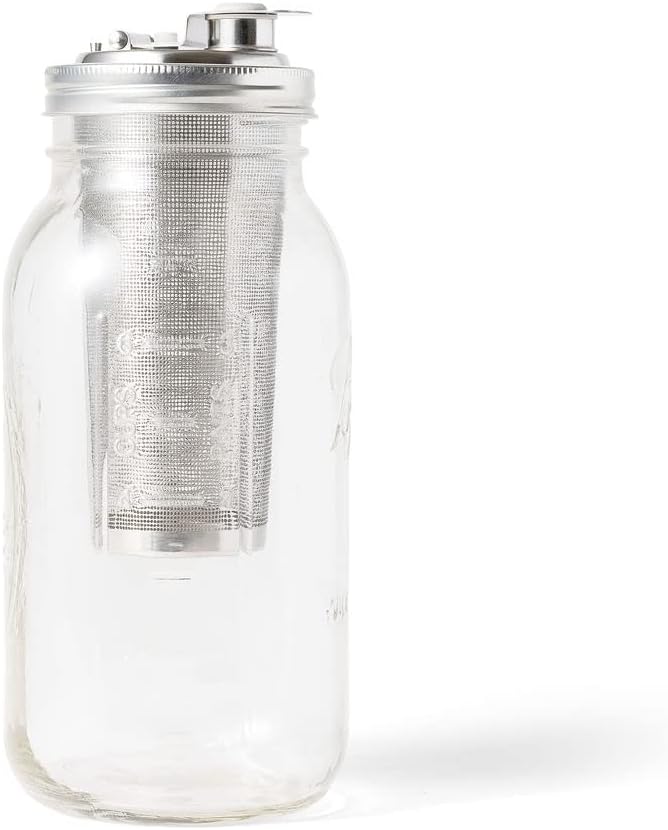 Jarware Cold Brew Coffee Maker and Tea Infuser Lid For Wide Mouth Mason Jars,Black