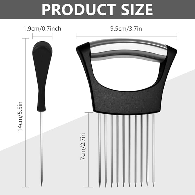 Onion Holder for Slicing, Stainless Steel Vegetable Slicer Cutter, Multifunctional Onion Slicing Tool for Tomato, Potato, Lemon, Meat, Easy Home Kitchen Chopper Assistant (3 Pack)