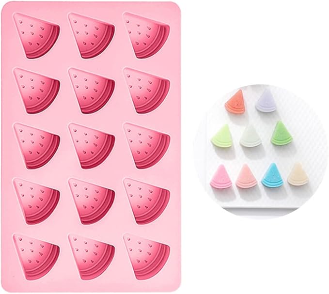 Cute Ice Cube Trays Silicone Chocolate Mold Wax Melt Molds Easy Release Ice Trays Non-Stick Chocolate Soap Pudding Jello Ice Cube Tray (Watermelon)