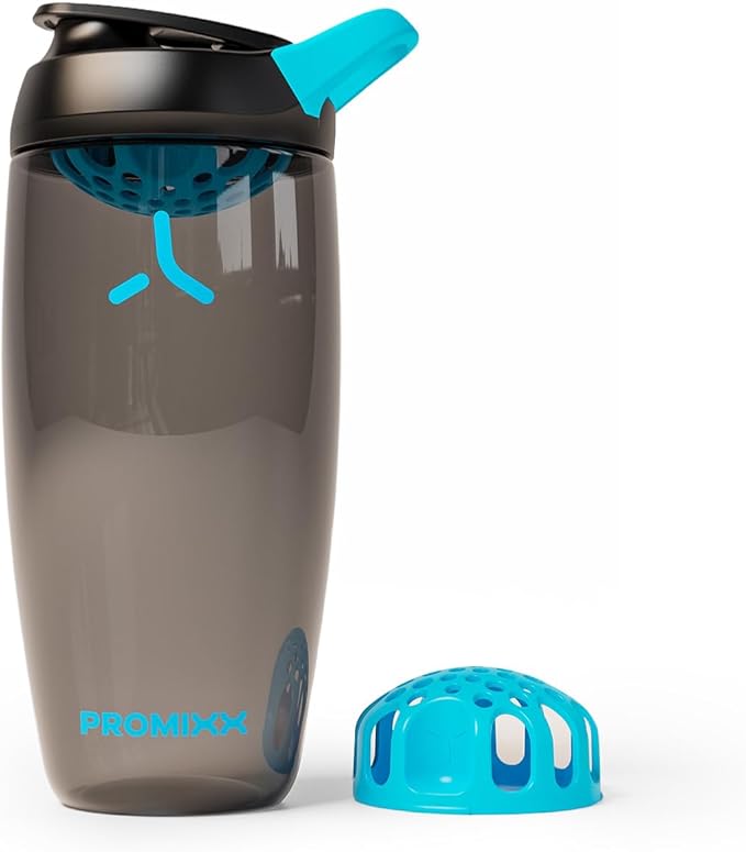 Promixx Pursuit Protein Shaker Bottle – 26oz Silent Snap-Fit Mixer for Lump-Free Shakes – Leak-Proof BPA-Free Ecozen Gym Shaker with Measurement Marks for Fitness and Travel – Black