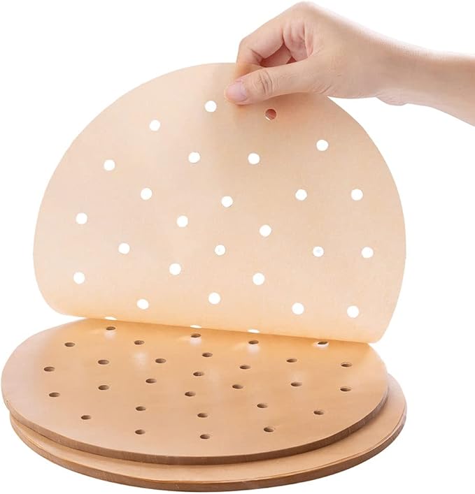 Air Fryer Parchment Paper, 9 Inch Round Liner, 200PC Unbleached Filter Paper for Air Fryers (100 Perforated and 100 Imperforate), Non-Stick Baking Paper