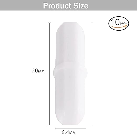Magnetic Stir Bars,10 Pcs PTFE Magnetic Stirrer Mixer Stir Bar, 20 mm/ 0.8 Inch White Laboratory Stirrer Mixer Bar (10)