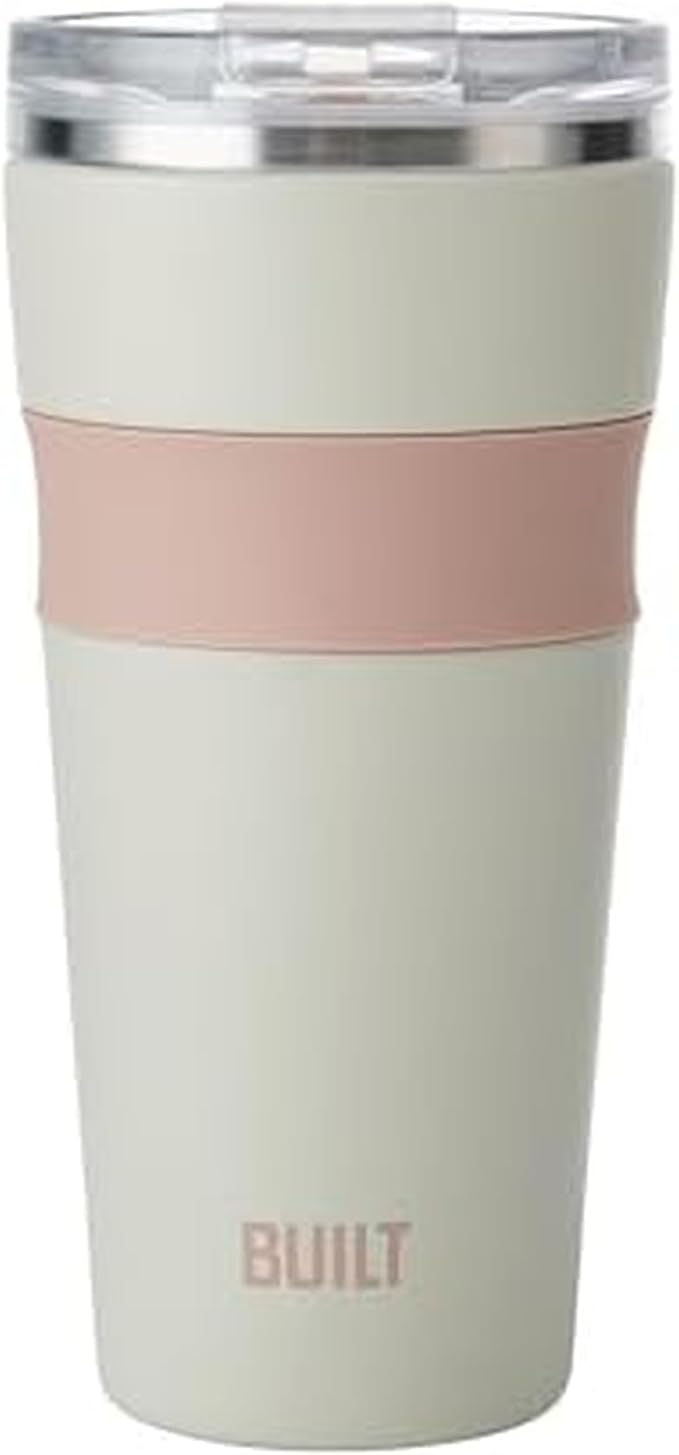 BUILT 24oz Shasta Double Wall Vacuum Insulated Stainless Steel Tumbler with Easy to Clean Flip to Open Lid, Oat