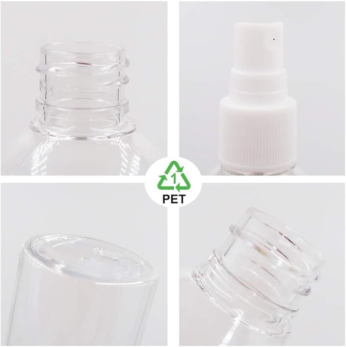 DreiWasser Small Spray Bottle for Essential Oils, Perfumes and Cosmetics, Clear Empty Plastic Bottle for Travel, Cleaning, Gardening, Skin Care (5 * 3.4oz)