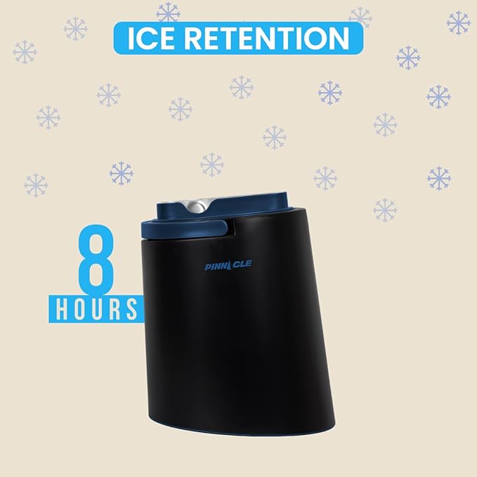 PINNACLE Insulated ice bucket for parties with Tong that fit into Lid - Stainless Steel ice bucket for cocktail bar with Collapsible Handles for indoor/outdoor bar, BPA Free (blue)