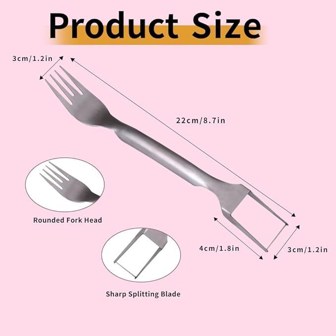 Watermelon Fork Slicer Cutter, Stainless Steel 2-in-1, Portable Watermelon Fork Watermelon Cutter Slicer Tool Fruit Forks Slicer for Home Party Camping Kitchen Gadget