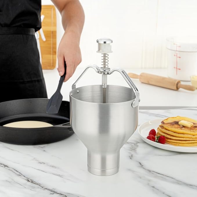 Restaurantware Met Lux 88 Ounce Waffle Batter Dispenser 1 Durable Pancake Dropper - Easy To Use With Portion Control Dial Settings Aluminum Cupcake Batter Dispenser Make Crepes or Biscuits