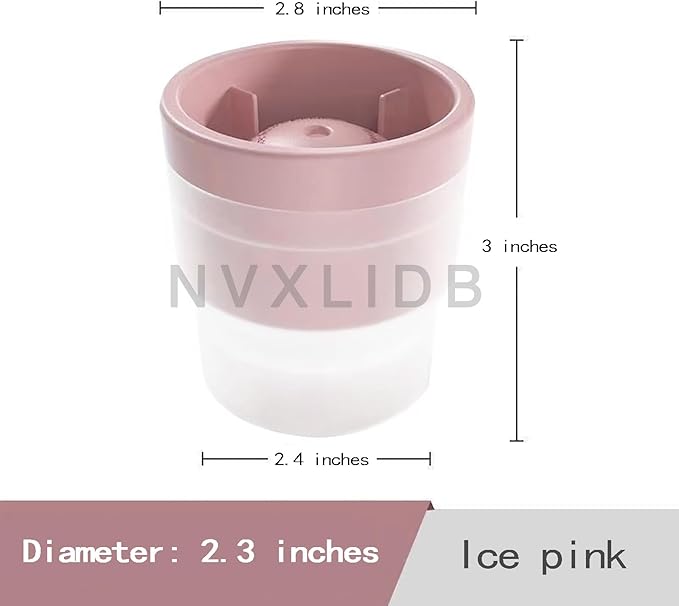 Ice Ball Making Mould - Set of 3 Round Ice Cube Mould 2.4" Spherical Ice Cube for Whiskey, Cocktail, Bourbon (3 blues) (pink)