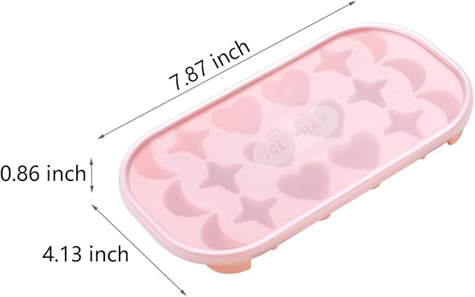 2 Pcs Silicone Ice Cube Tray Mold, Moon Stars and Heart Ice Cube Tray Silicone Molds Silicone Ice Cube Tray with Lid for Ice Cubes, Gelatine, Chocolate, Baking and Candy