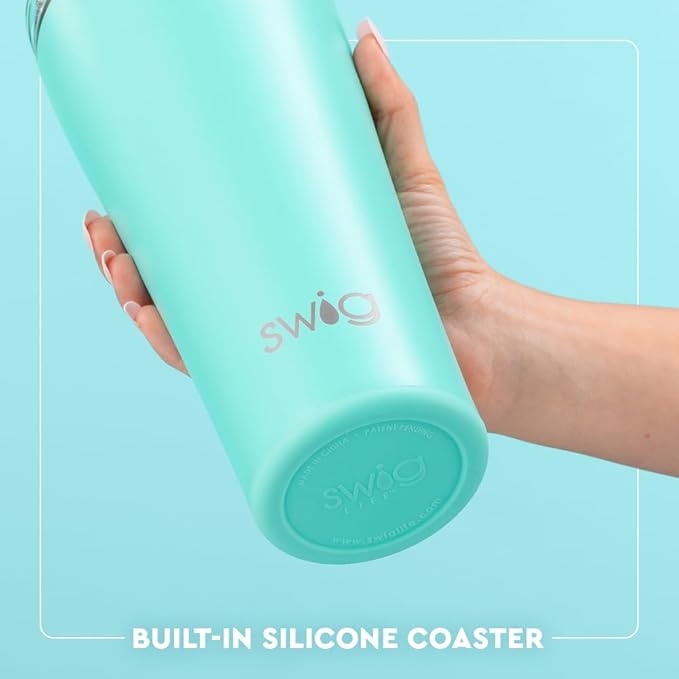 Swig Life 32oz Insulated Tumbler, Travel Coffee Tumbler with Lid, Cup Holder Friendly Travel Coffee Mug, Stainless Steel, 32 oz, Reusable Insulated Mug with Lid (Book Club)