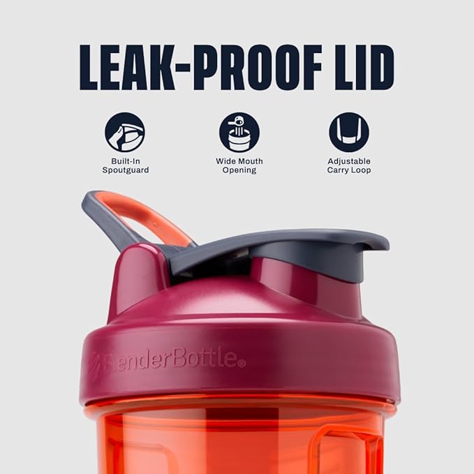 BlenderBottle Shaker Bottle Pro Series Perfect for Protein Shakes and Pre Workout, 24-Ounce, Coral