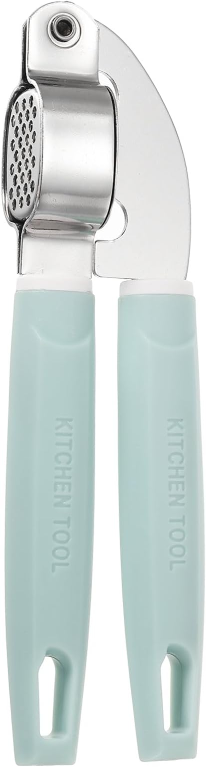 uxcell Garlic Press, 7.7 Inch Stainless Steel Garlic Crusher and Peeler for Home Cooks and Professional Chefs, Blue