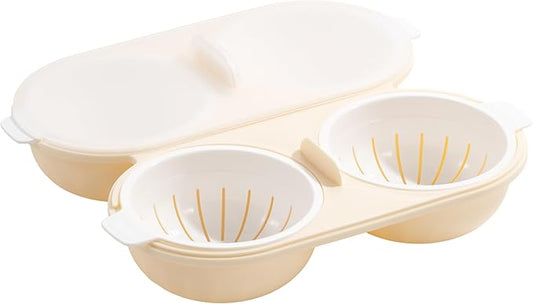 Li&Zhao Microwave Egg Poacher–4 Cavity Eggs Microwave Egg Cooker with Lid, Effortless to Cook and Clean, Perfect for Making Poached Eggs,Dishwasher Safe Double Layer Microwave Boiled Eggs