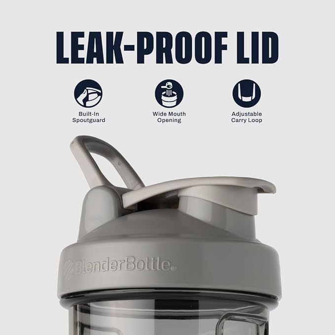 BlenderBottle Shaker Bottle Pro Series Perfect for Protein Shakes and Pre Workout, 24-Ounce, Smoke Grey