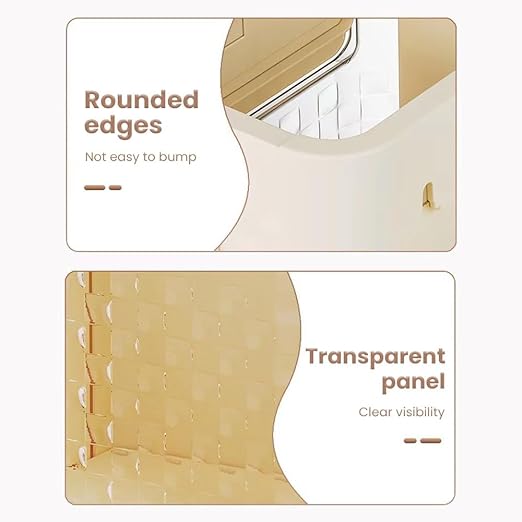 Folding Hanging Trash Can, Kitchen Folding Trash Can, Cabinet/Car/Bedroom/Bathroom Folding Hanging Small Plastic Trash Can (Off-White)