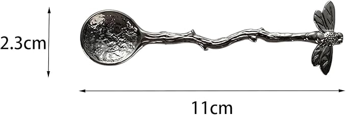 Retro Dragonfly Spoon Coffee Spoons Teaspoon Stainless Steel Tableware Creative Sugar,Tea Spoons Stir Bar, Dessert, Cake, Long Handle Spoon Kitchen Gadget Antique (GunBlack)