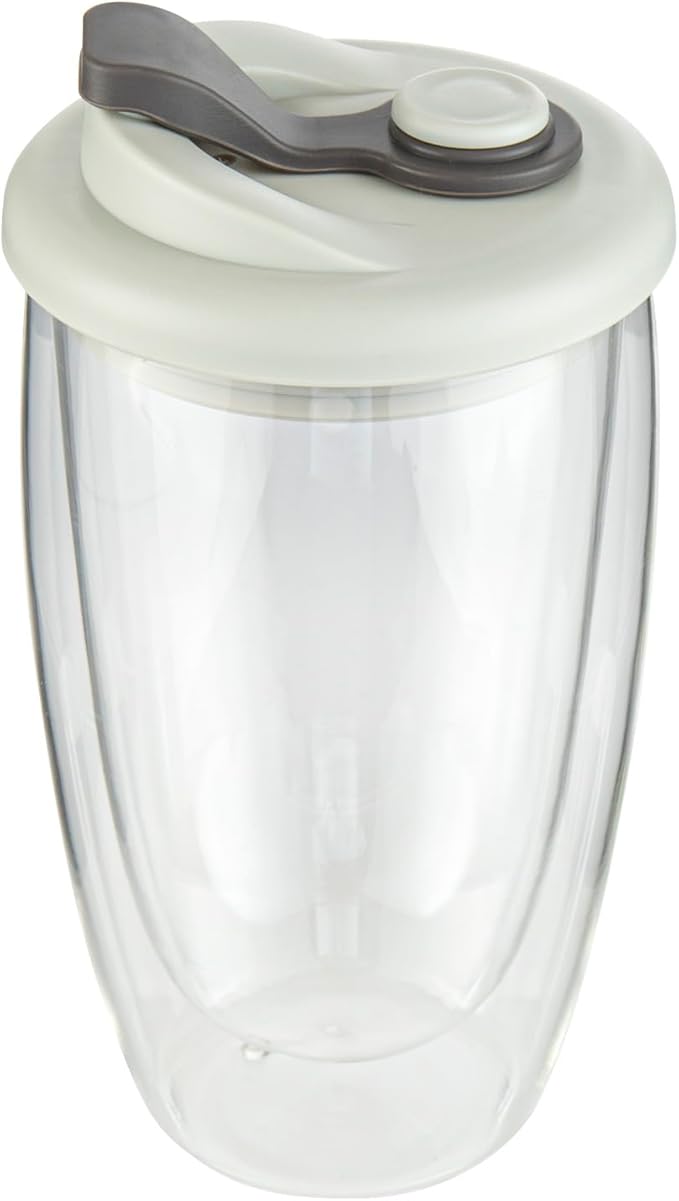 Restaurantware - Forma Professional 15.2 Ounce Insulated Travel Mug With Lid, 1 Double Wall Coffee Mug - Includes Lid, Reusable, Clear Borosilicate Glass Tumbler, Dishwashable, Microwavable