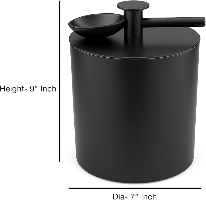 nusteel Simple Modern Insulated Ice Bucket with Lid and Scoop, Stainless Steel 3 Quart Capacity Designed for Cocktails, Champagne, Wine, Beer, and Hosting, Matte Black