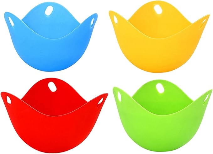 4 Pack Egg Poacher,Nonstick Silicone Egg Poaching Cup Cookware Accessory for Microwave or Stovetop Kitchen Tool(SIZE:4 pcs)