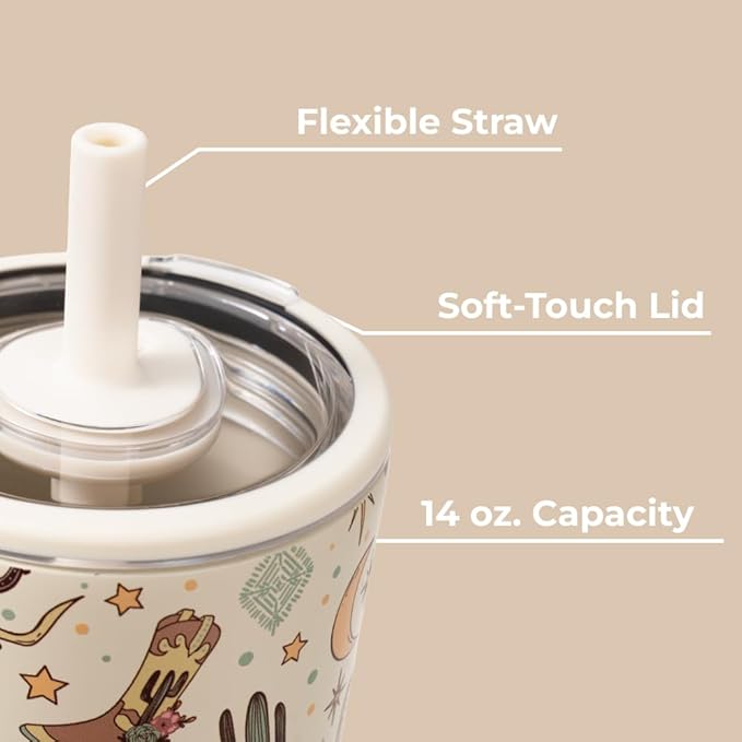 HydroJug Everyday Tumbler 14 oz – Ceramic-Lined Insulated Tumbler with Straw and Soft-Touch Lid, Cup Holder Friendly, Double-Wall Vacuum Insulation, Reusable Travel Cup – Rodeo