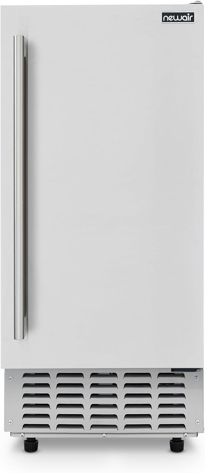Newair 15" Undercounter Nugget Ice Maker, Pebble Ice Maker Producing 66 lbs. Daily, Built-in or Freestanding in Stainless Steel, Sonic Ice Makers for Home, Bar, Restaurant