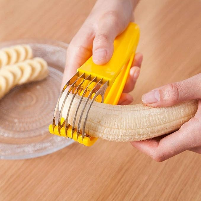 FireKylin Banana Slicer,ABS + Stainless Steel Fruit and Vegetable Salad Peeler Cutter Kitchen Tools For Banana, Strawberry,Grape（2 pcs）