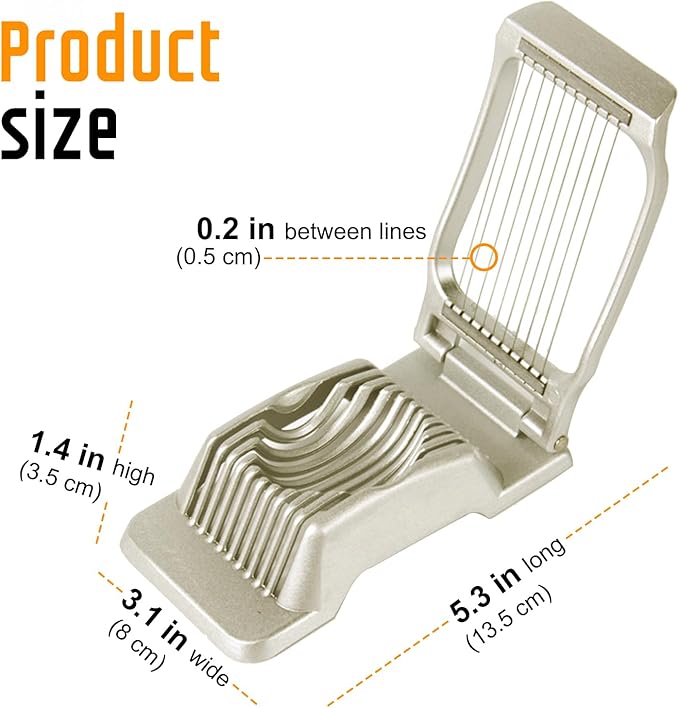 Egg Slicer for Hard Boiled Eggs, Stainless Steel Wire, Multipurpose Heavy Duty Aluminium Egg Cutter for Egg, Salads, Sandwiches, Strawberries, Mushrooms, Soft Cheese, Fruit, Gold