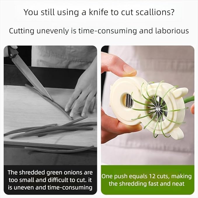 2-in-1 Green Onion Shredder & Slicer - Create 12 Perfect Strips in Seconds, Multi-Functional Scallion Shredder for Blooming Onion & Celery, Easy Clean (1)