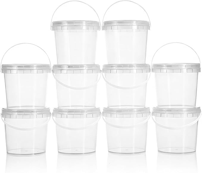 ASEVAT 10 Pack Screw Top Food Storage Containers with Lids, 33oz（1000ml Clear Plastic Jars for Kitchen Pantry Organization – Dry Food Canisters for Flour, Sugar, Rice & Slime – BPA Free & Stackable