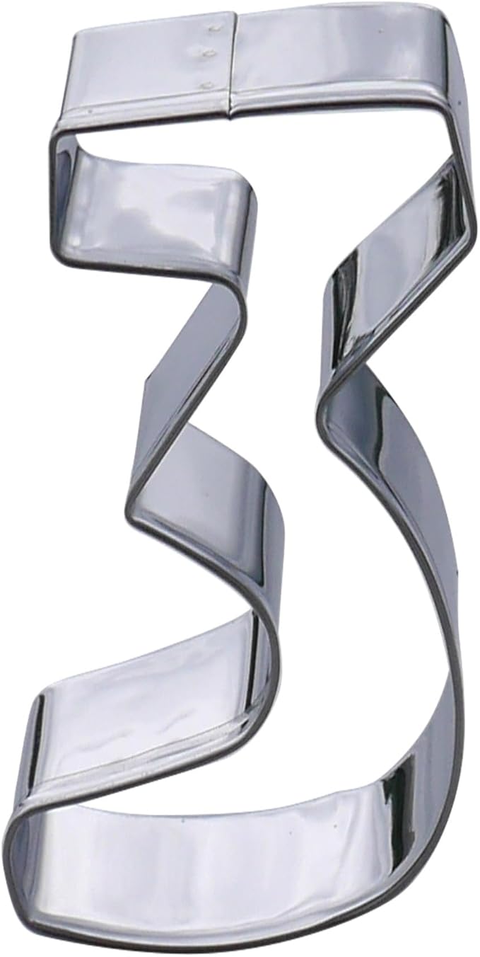 Number 3 Cookie Cutter – Sharp & Safe Stainless Steel Cooking Utensils – Ideal For Sandwiches, Pancakes, Fruits & Crafts – Dishwasher-Safe Bakery Supplies from Sweet Cookie Crumbs (3.5”T x 2.0”W)