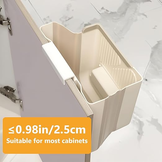 Collapsible Hanging Trash Can, Compost Bin Kitchen with 60pcs of Garbage Bags, 2.64 Gallon Plastic Folding Garbage Bin for Cabinet/RV/Camping/Bedroom