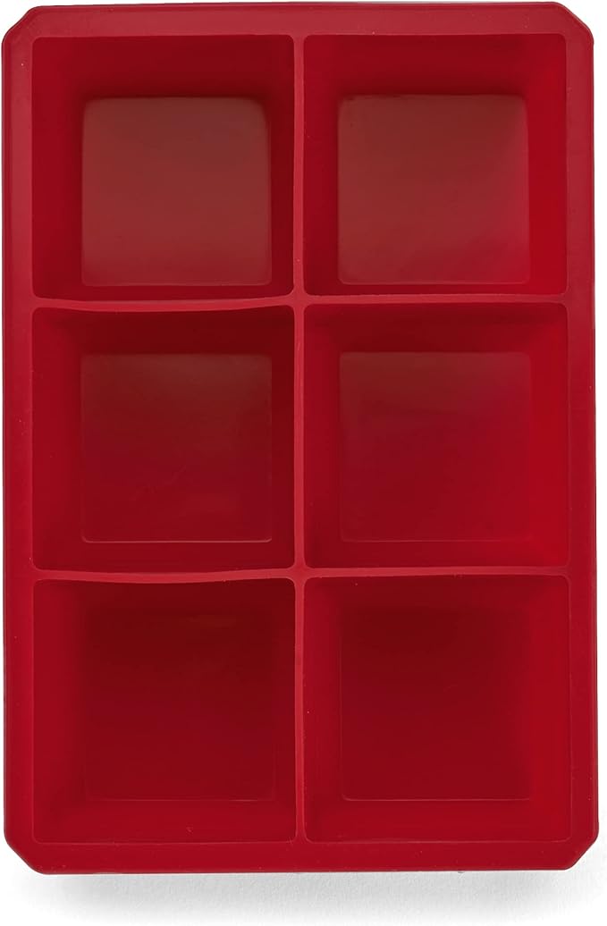 Houdini Large Cube Silicone Tray Ice Mold, 2 pack, RED, 5257595