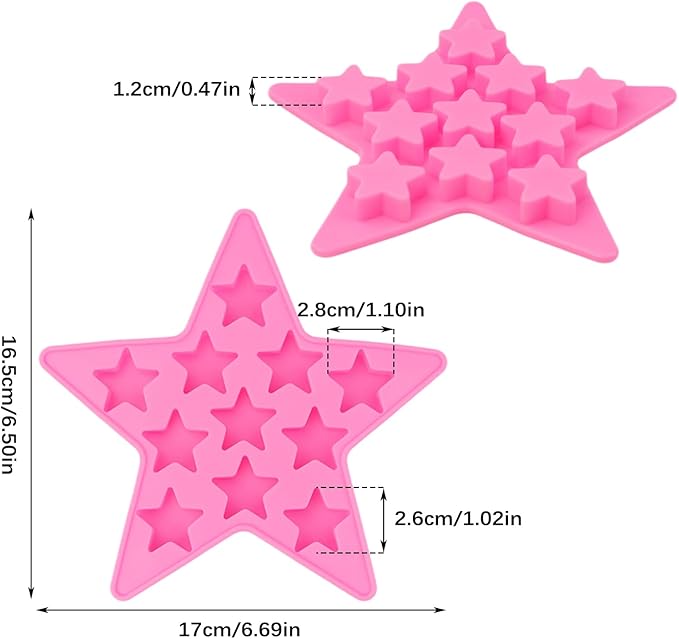 2PCS Star Shaped Silicone Ice Cube Tray, Reusable Silicone Ice Maker for Whiskey Drinks, Freeze Star Ice Mold Pentagram Ice Trays Club Bar Party Use Making Homemade Ice, Chocolate, Gummy, Jelly More